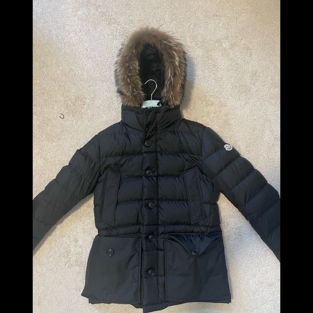 Mens Moncler Cluny Black Real Fur Coyote Size 4